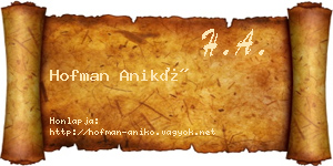 Hofman Anikó névjegykártya